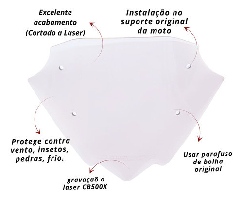 Bolha Parabrisa Para Moto Cb500x Tamanho 25x37 - Cristal 1