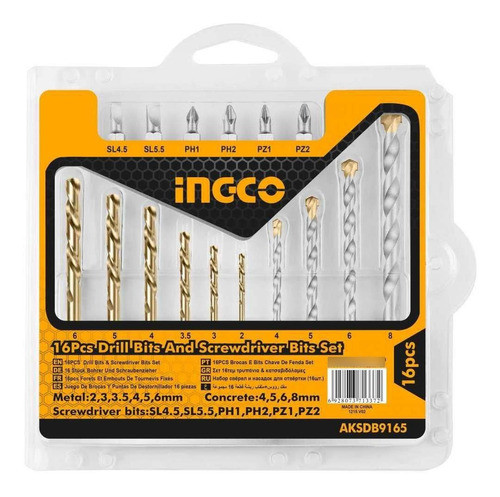 Mechas Y Puntas Metal Mamposteria 16 Pz Ingco Aksdb9165 *ub* 0