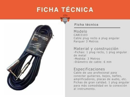 Cable Instrumento Plug Recto Plug Angular Parquer 10 Metros 1