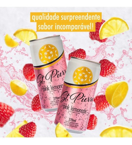 6x Agua Tônica St Pierre Pink Lemonade Lata 270ml 1