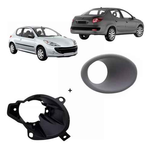 Kit 4 Molduras Suportes Farol Milha 207 2007 2008 09 À 2014 1