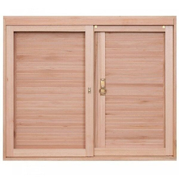Janela De Madeira Veneziana 100x100cm Com Caixilho 12cm  Ewk 0 Janela De Madeira Veneziana 100x100cm Com Caixilho 12cm  Ewk 0