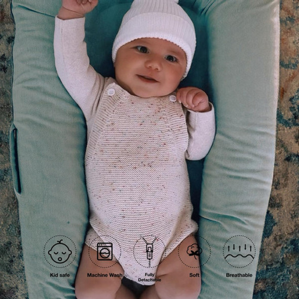 Cuna Portátil Para Bebés De 0-12 Meses, Sage Green, 100% ALG 1