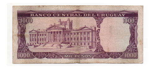 Uruguay Billete 1000 Pesos Resellado 1 Nuevo Peso 1975 P#55 1