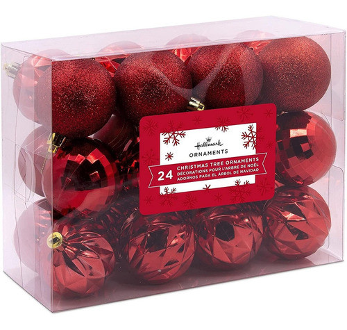 Adornos De Navidad Set De 24 Bolas Rojas 0