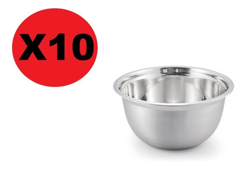 Set X10 Bowl Profundo Acero Inox 25cm Reposteria Cuenco 1