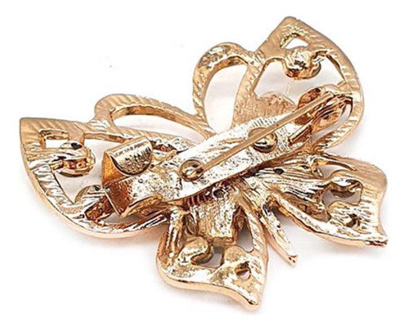Broche Borboleta Com Strass - 31mm X 36mm - Dourado 1