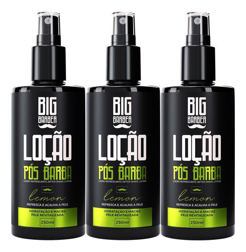 Loção Pós Barba Big Barber 250ml Lemon Limão Kit 3 Unidades 0