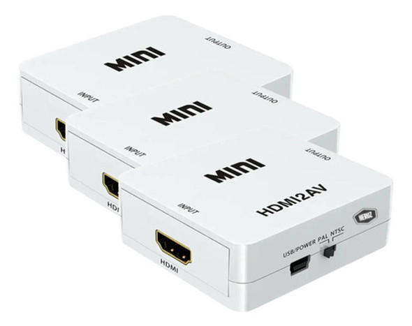 Kit 3 Mini Adaptador Hdmi 1080p Conversor P/ Rca Analogico 0