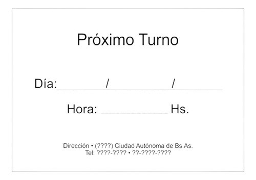 Talonarios De Turnos Proxima Visita 10,5 Cm X 7,5 X 1000 U 1