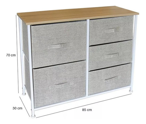 Mueble Organizador 5 Cesto Cajones Tela Estructura Acero Hts 1