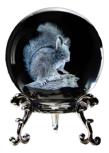 Esfera De Cristal 3d Laser 60mm, Pisapapeles - Ardilla 0