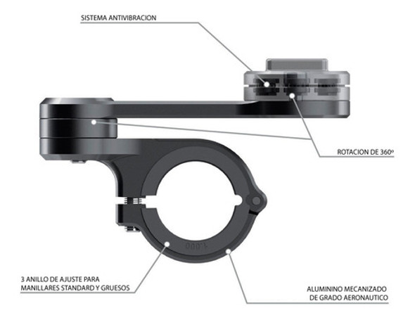 Porta Celular Moto Manubrio Metal Cromado Para Sistema Sp 1