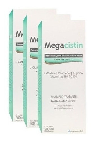 Megacistin Shampoo Anti Caida Fortalecedor X 200 Ml X 3 Unid 0