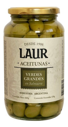 Aceitunas Verdes Grandes Con Carozo Laur Premium 420 Gr 0