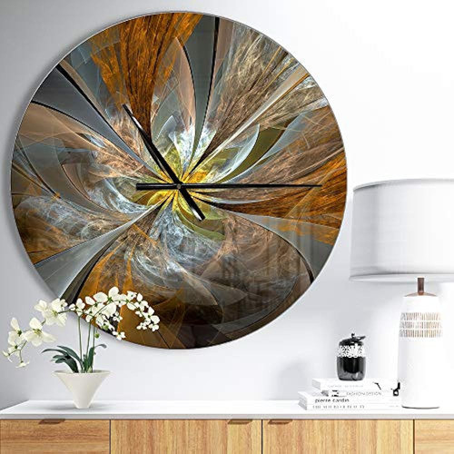 Designq 'symmetrical Brown Fractal Flower' Reloj De Pared Mo 1