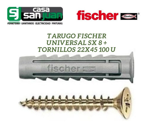 Tarugo Fischer Universal Sx 8 + Tornillos 22x45 100 U 1