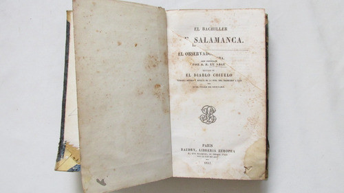 El Diablo Cojuelo, El Bachiller De Salamanca, Le Sage, 1847 0