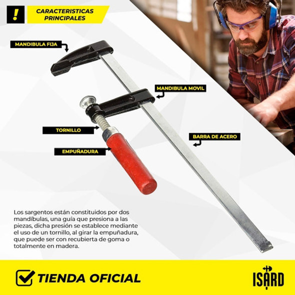 X 4 Prensa Sargento Carpintero 80x300 Isard Con Protectores 1