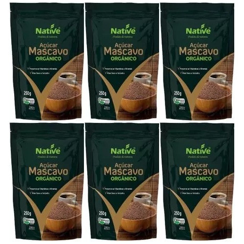 Kit C/6 Açúcar Mascavo Orgânico Native 250g 0