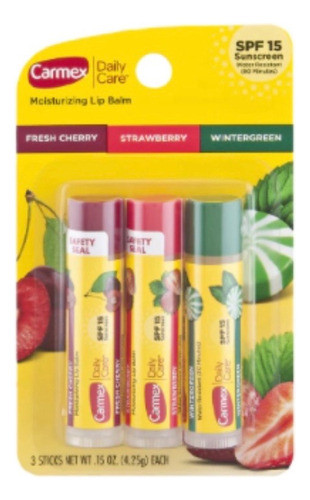 Lip Balm Carmex Hidratante Labial Pack 3un Bastão Com Sabor 0
