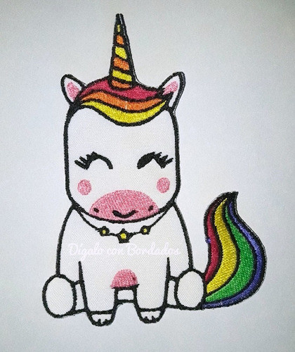 Parche Aplique Bordado Unicornio Kawaii 10x13 Cm 0