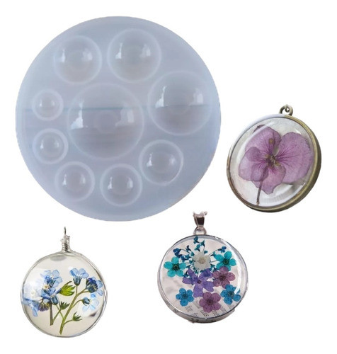 Molde De Silicona Dije Media Esfera Joyeria Para Resina 0