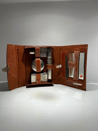 Antiguo Neceser Con 7 Accesorios Marron 1