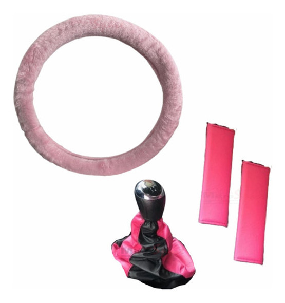 Cubre Volante Rosa Peluche+ C/cint.+ C/ Palanca- Ford Fiesta 0