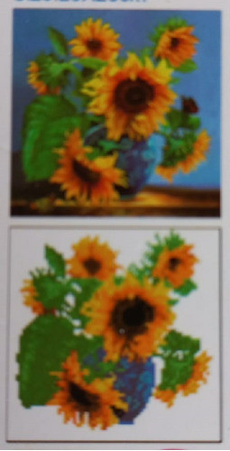 Juego Pintura Por Diamantes Cuadro 20x20 Cm Girasoles 1