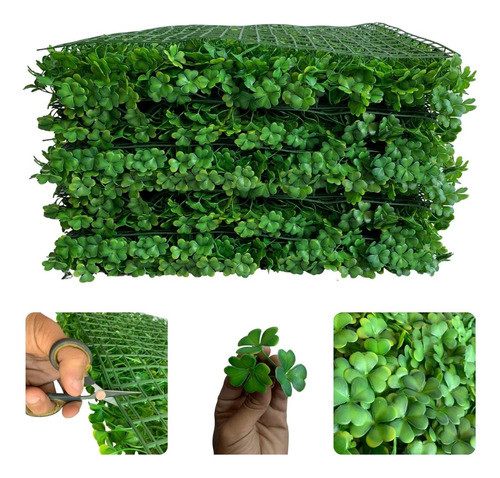 Kit Com 5 Quadros De Trevo Artificial Para Muro Verde Ingles 0
