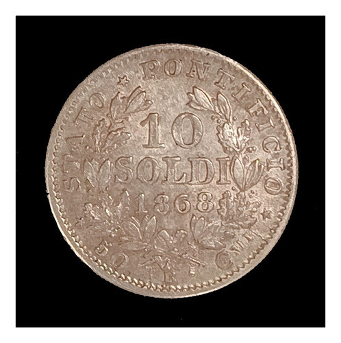 Estados Pontificios 10 Soldi 1868 Exc Plata Km 1386 R Grande 0