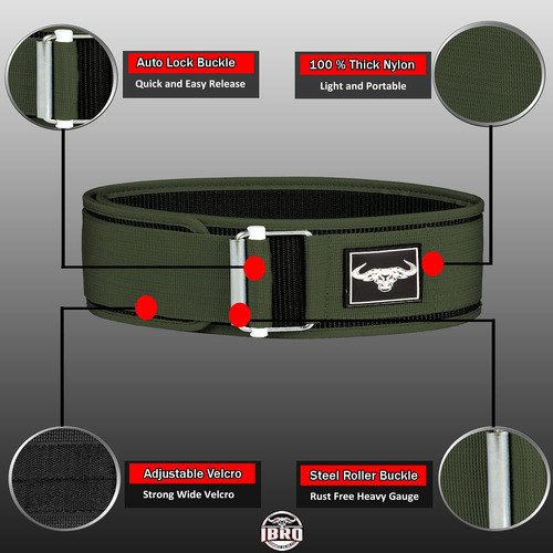 Cinturon De Levantamiento De Pesas Hebilla Metal Verde-s 1