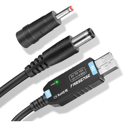 Cable De Alimentacin Usb Dc De 5 V A 12 V (3 Pies), Adaptado 0