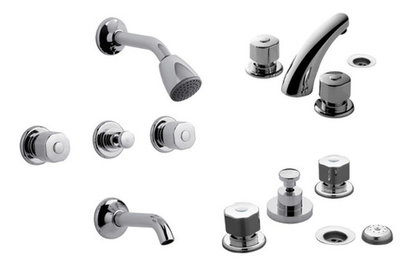 Grifería Fv Arizona Kit Combo Baño Ducha Lavatorio Bidet 0