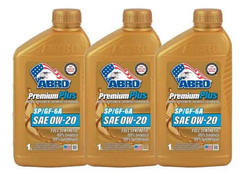 Kit 3 Óleos Abro 0w20 Premium Plus Sp/gf-6a Sintético 0