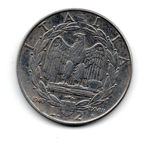 Italia Reino Moneda 2 Liras Año 1940 R Km#78a No Magnetica 0