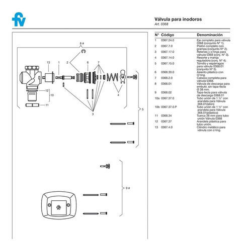 Fv Repuesto Para Valvula 0368 Cabeza Armada 0368.2.0 1