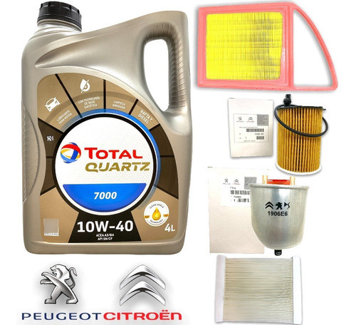 Kit 4 Filtros + 4l Aceite Total  Partner Berlingo 1.6 Hdi 0