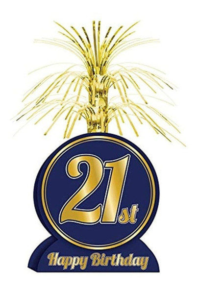 Beistle 21st Birthday Centerpieces 2 Piece, 13 , Blue/gold 1