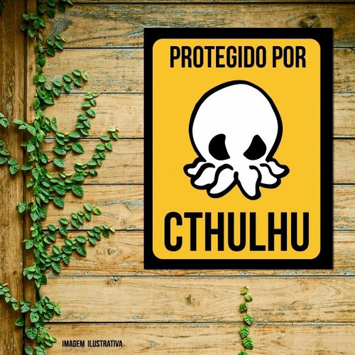Placa Decorativa Um Sábado Qualquer - Protegido Por Cthulhu 1
