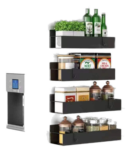 Organizador Magnético De Especias, Pack De 4, Negro 0