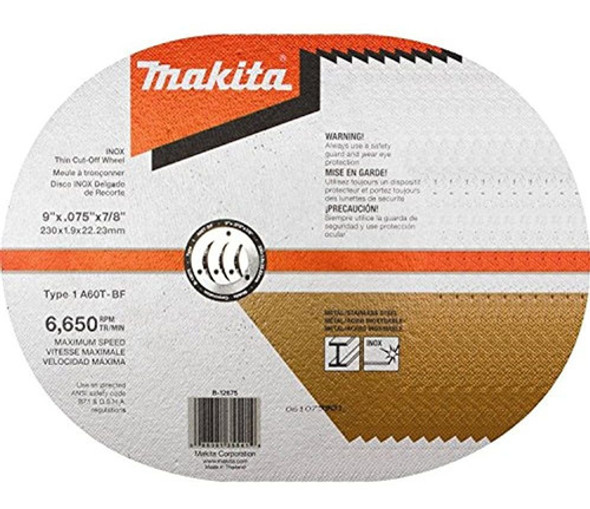 Makita B1267510 9 X 075 X 78 Inox Thin Cutoff Wheel 60 Grit 0