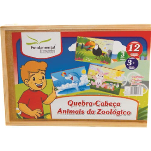 Quebra Cabeça Animais Do Zoológico C/18 Peças Fundamental 0