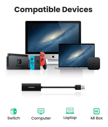 Adaptador Convertidor Ugreen De Red Gigabit Rj45 A Usb 3.0 1