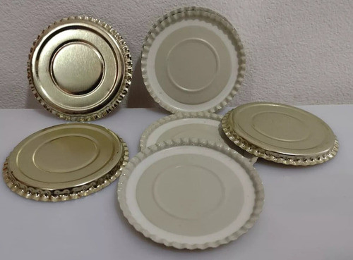 100 Tapas Corona Dorada Metal 55mm Frascos Vidrio Conservas 1