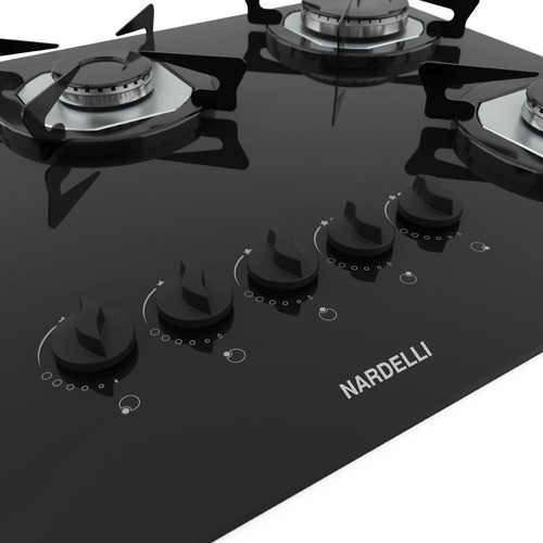 Cooktop Preto Nardelli 4 Bocas Inox Mesa Em Vidro 1