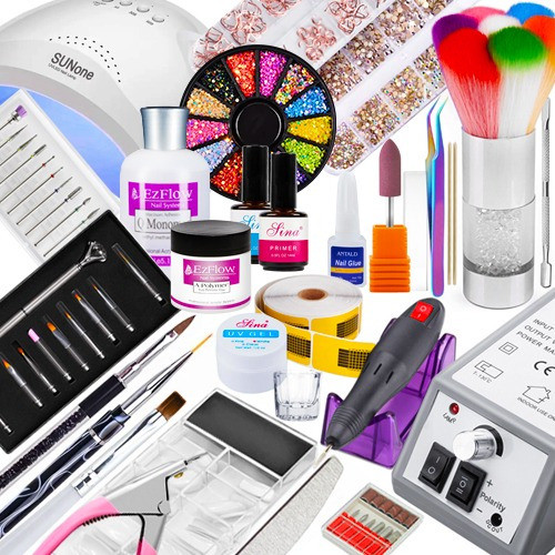 Kit Profesional Uñas Gel Y Acrílico Torno Lámpara Uv Brocas 0