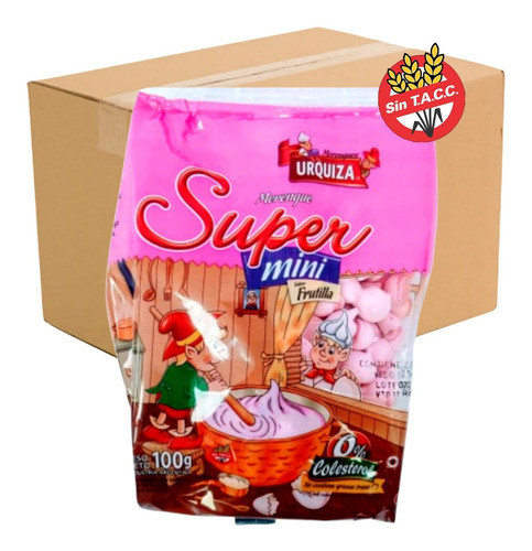 Merengue Super Mini Rosa 24 X 100g - Urquiza - Cotillón Waf 0