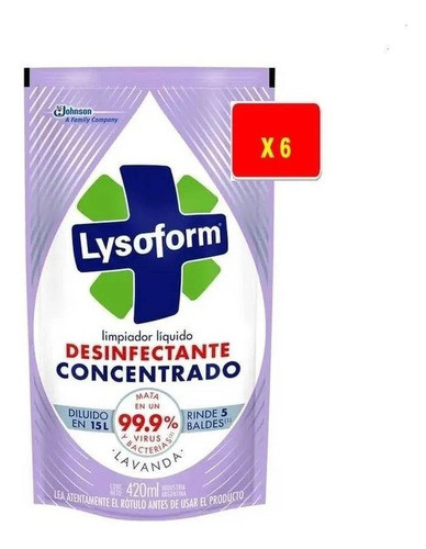 Limpiador Lysoform Lavanda Repuesto 420ml X 6 Unidades 0